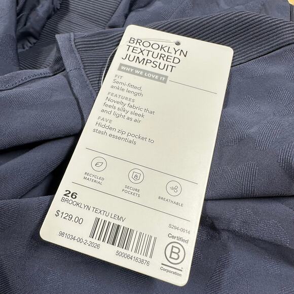 Athleta Brooklyn Textured Jumpsuit Medieval Violet Women's Size 26 New With Tags - Picture 7 of 13